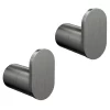 2 X Arezzo Gunmetal Grey Robe/Towel Hooks