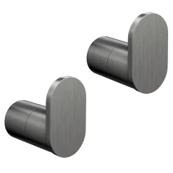2 X Arezzo Gunmetal Grey Robe/Towel Hooks