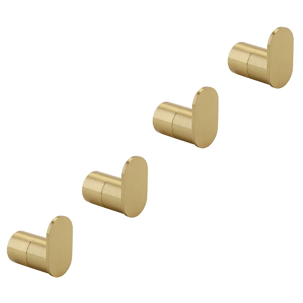 4 X Arezzo Brushed Brass Robe Hooks 1 4 X Arezzo Brushed Brass Robe Hooks
