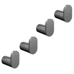 4 X Arezzo Gunmetal Grey Robe/Towel Hooks