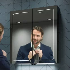 HIB Vapor 50 LED Illuminated Aluminium Mirror Cabinet