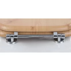 Euroshowers Oak MDF Toilet Seat With Chrome Bar Hinges