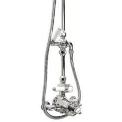 Hudson Reed Twin Shower Valve With Victorian Grand Rigid Riser Kit - Chrome -Ideal Standard Store a3099am312newd22