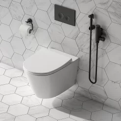 Arezzo Round Douche Thermostatic Bar Valve With Shower Spray Kit Matt Black