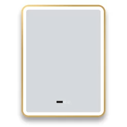 Arezzo Brushed Brass 600 X 800mm Rectangular LED Illuminated Anti-Fog Bathroom Mirror With Time Display -Ideal Standard Store arzim02bb d2