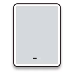 Arezzo Matt Black 600 X 800mm Rectangular LED Illuminated Anti-Fog Bathroom Mirror With Time Display -Ideal Standard Store arzim02mb d3