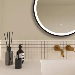 Arezzo Matt Black 600mm Round LED Illuminated Anti-Fog Bathroom Mirror 7 Arezzo Matt Black 600mm Round LED Illuminated Anti-Fog Bathroom Mirror -Ideal Standard Store arzim08mb d2