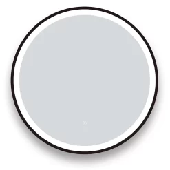Arezzo Matt Black 600mm Round LED Illuminated Anti-Fog Bathroom Mirror