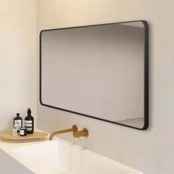 Arezzo Matt Black Framed Bathroom Mirror - 1400 X 700mm -Ideal Standard Store az147cvmb d2