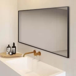 Arezzo Matt Black Square Edge Framed Bathroom Mirror - 1400 X 500mm -Ideal Standard Store az147mb d2