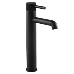 Arezzo Fluted Round Matt Black High Rise Mono Basin Mixer Tap -Ideal Standard Store az2ltmbf nd1