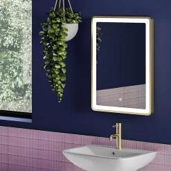 Arezzo 700 X 500mm Brushed Brass LED Touch Sensor Mirror + Anti-Fog 9 Arezzo 700 X 500mm Brushed Brass LED Touch Sensor Mirror + Anti-Fog -Ideal Standard Store az702 d2