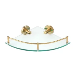Arezzo Brushed Brass Glass Corner Shelf