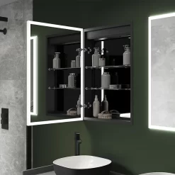 Arezzo 500 X 700mm Recessed LED Illuminated Bathroom Mirror Cabinet With Shaver Socket & Anti-Fog -Ideal Standard Store az8920mb d2