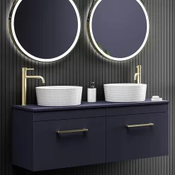 Arezzo Round Brushed Brass High Rise Mono Basin Mixer Tap