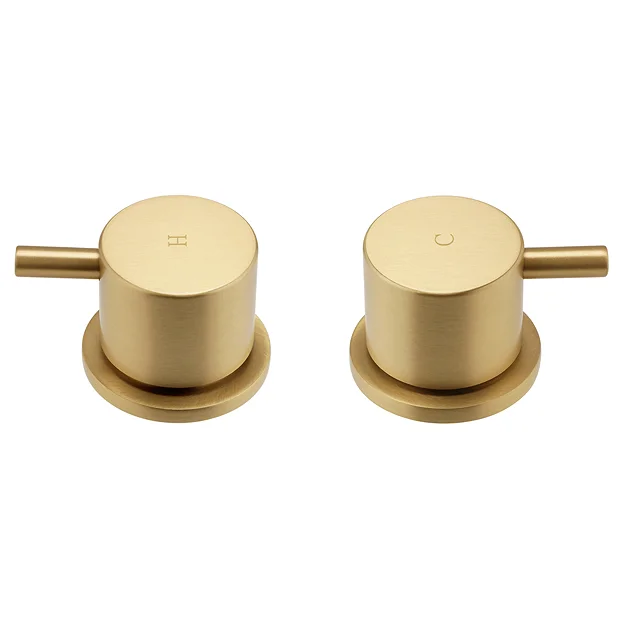 Arezzo Brushed Brass 3/4" Deck Bath Side Valves (Pair) 1 Arezzo Brushed Brass 3/4" Deck Bath Side Valves (Pair)
