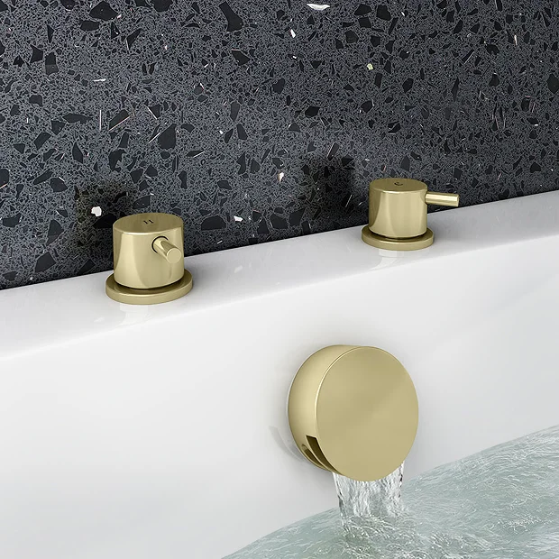 Arezzo Brushed Brass 3/4" Deck Bath Side Valves (Pair) 3 Arezzo Brushed Brass 3/4" Deck Bath Side Valves (Pair) - Image 3