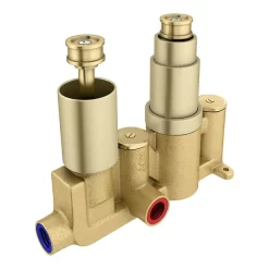 Arezzo Brushed Brass Square Modern Twin Concealed Shower Valve -Ideal Standard Store azbbsvsqd1