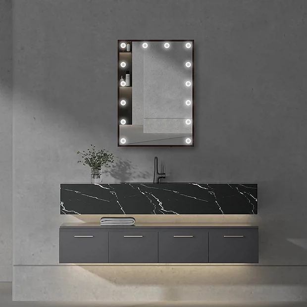 Arezzo Bulb Matt Black 500 X 700mm LED Illuminated Mirror With Motion Sensor + Anti-Fog 6 Arezzo Bulb Matt Black 500 X 700mm LED Illuminated Mirror With Motion Sensor + Anti-Fog - Image 6