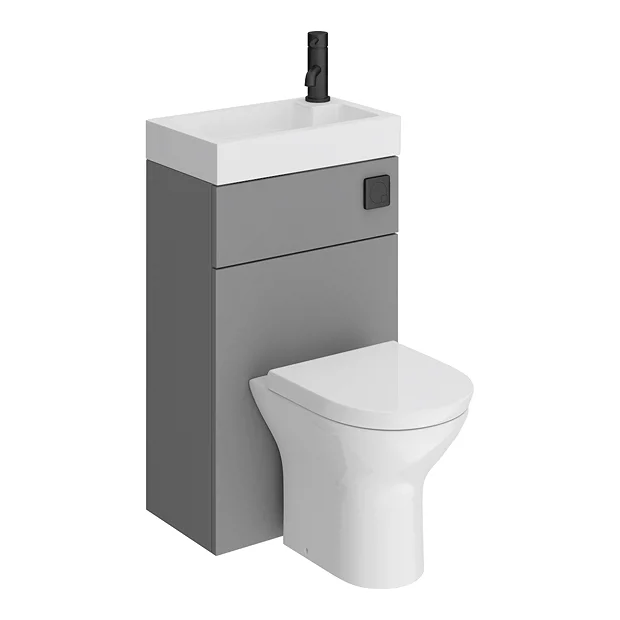 Arezzo Matt Grey Combined 2-In-1 Wash Basin & Toilet (500mm Wide X 300mm) Incl. Black Flush 1 Arezzo Matt Grey Combined 2-In-1 Wash Basin & Toilet (500mm Wide X 300mm) Incl. Black Flush