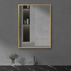 Arezzo Brushed Brass Square Edge Framed Bathroom Mirror - 800 X 600mm -Ideal Standard Store azs68bb d2
