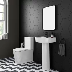 Arezzo Square BTW Close Coupled Rimless Toilet With Soft Close Seat