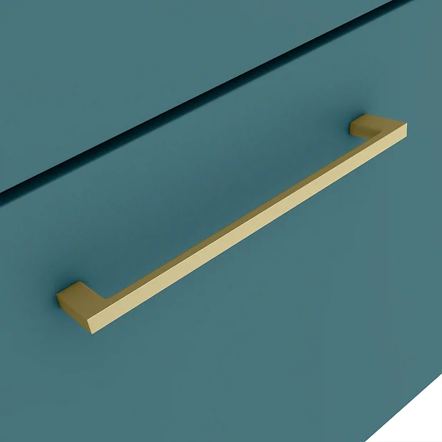 Arezzo Wall Hung Vanity Unit - Matt Green - 600mm 1-Drawer With Brushed Brass Handle 1 Arezzo Wall Hung Vanity Unit - Matt Green - 600mm 1-Drawer With Brushed Brass Handle