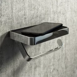 Arezzo Toilet Roll Holder With Shelf - Chrome