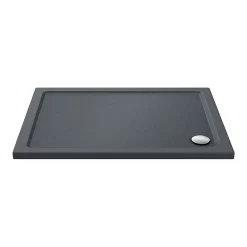 Toreno Matt Black 1200 X 800mm Sliding Door Shower Enclosure + Slate Effect Tray