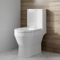 Britton Curve2 Rimless Close Coupled Open Back Toilet With Matt Black Flush Button + Soft Close Seat -Ideal Standard Store c2ccwc d1 460