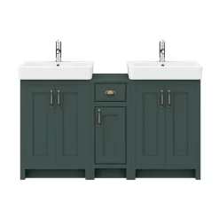 Chatsworth Traditional Green Double Basin Vanity + Cupboard Combination Unit -Ideal Standard Store cgrn142pk d2