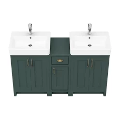 Chatsworth Traditional Green Double Basin Vanity + Cupboard Combination Unit -Ideal Standard Store cgrn142pk d4