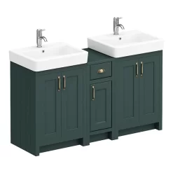 Chatsworth Traditional Green Double Basin Vanity + Cupboard Combination Unit