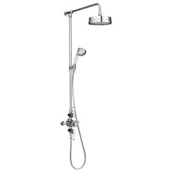 Chatsworth 1928 Traditional Triple Exposed Shower Valve Inc. Luxury Riser Kit, Diverter, 8" Rose + Handset