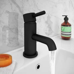 Arezzo Round Matt Black Basin Mono Mixer Tap -Ideal Standard Store cru20blk detail2