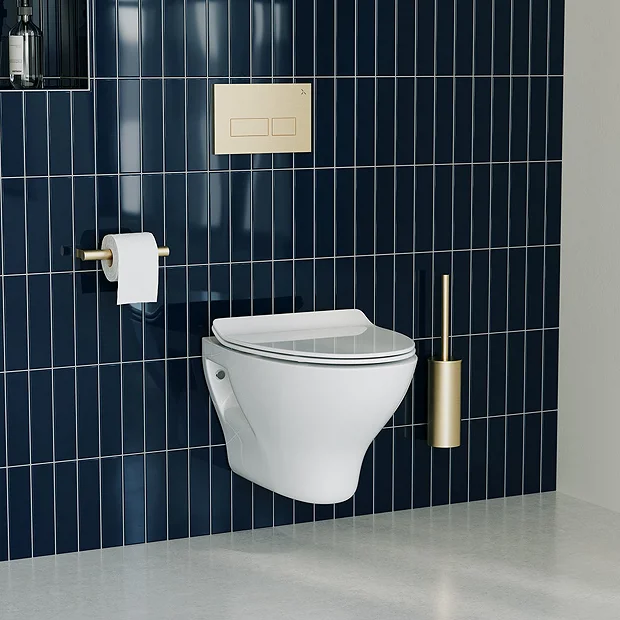 Crosswater MPRO Brushed Brass / Kai Toilet + Concealed WC Cistern With Wall Hung Frame 2 Crosswater MPRO Brushed Brass / Kai Toilet + Concealed WC Cistern With Wall Hung Frame - Image 2