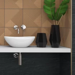 Cruze Round Chrome Wall Mounted (2TH) Basin Mixer Tap