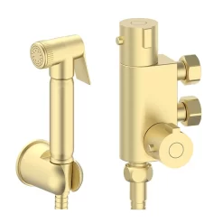 Arezzo Round Douche Thermostatic Bar Valve With Shower Spray Kit Brushed Brass -Ideal Standard Store dbvskbb l