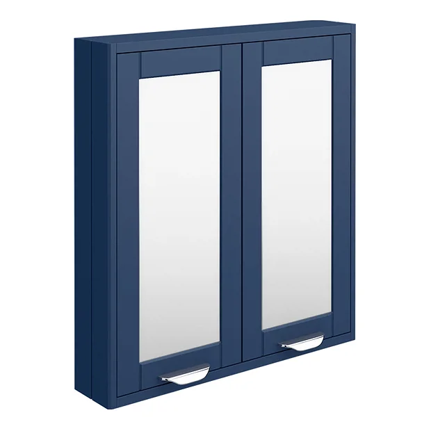 Keswick Blue 600mm Traditional Wall Hung 2 Door Mirror Cabinet 2 Keswick Blue 600mm Traditional Wall Hung 2 Door Mirror Cabinet - Image 2