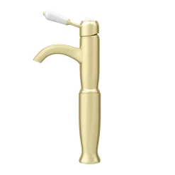 Lancaster Traditional Brushed Brass Tall Mono Basin Mixer