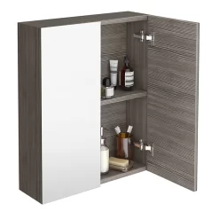 Brooklyn 600mm Grey Avola Bathroom Mirror Cabinet - 2 Door -Ideal Standard Store mod523 d1