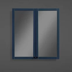 Montrose 600mm Indigo Blue Mirrored Cabinet With Matt Black Handles -Ideal Standard Store mtmrmimb d1