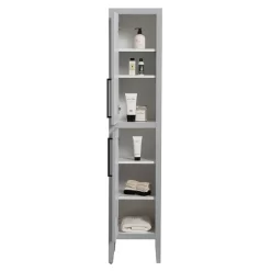 Montrose Dove Grey Tall Storage Unit With Matt Black Handles