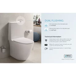 RAK Sensation Touchless Flush Rimless BTW Close Coupled Toilet + Soft-Close Seat