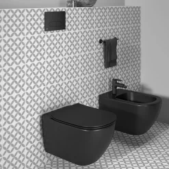 Ideal Standard Tesi Silk Black AquaBlade Wall Hung WC + Soft Close Seat -Ideal Standard Store tessbwhsc d3