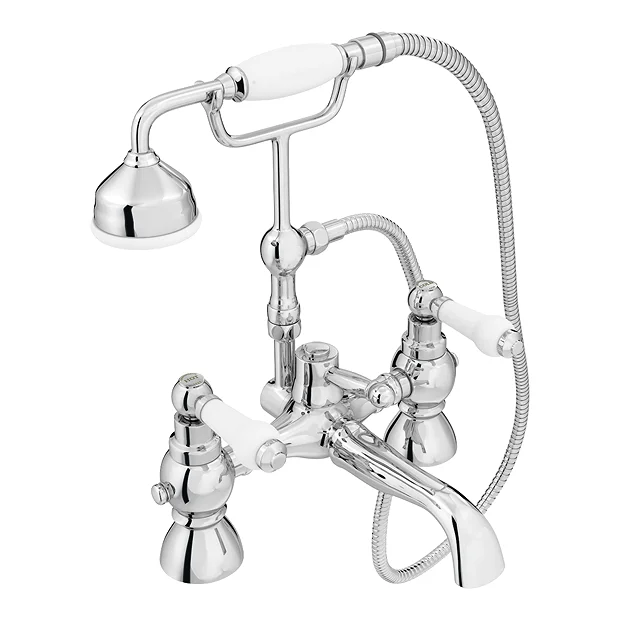 Chatsworth 1928 Traditional White Lever Bath Shower Mixer Tap With Shower Kit 2 Chatsworth 1928 Traditional White Lever Bath Shower Mixer Tap With Shower Kit - Image 2