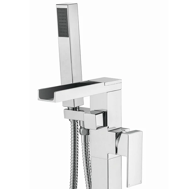 Monza Waterfall Floor Mounted Freestanding Bath Shower Mixer - Chrome 4 Monza Waterfall Floor Mounted Freestanding Bath Shower Mixer - Chrome - Image 4