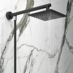 Monza Matt Black Waterfall Bath Shower Mixer Tap Inc. Overhead Rainfall Shower Head