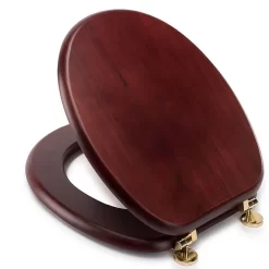 Croydex Mahogany Effect Solid Wood Toilet Seat With Brass Effect Fixings -Ideal Standard Store wl515202ai2