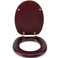 Croydex Mahogany Effect Solid Wood Toilet Seat With Brass Effect Fixings -Ideal Standard Store wl515202ai4